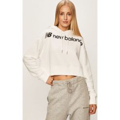 New Balance - Bluza. Białe bluzy damskie New Balance, s, z nadrukiem, z elastanu, bez rękawów, z kapturem. W wyprzedaży za 239,90 zł.