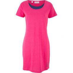 Sukienka shirtowa z bawełny bonprix różowy. Różowe sukienki damskie bonprix, bez wzorów, z bawełny, bez kołnierzyka, bez rękawów. Za 34,99 zł.