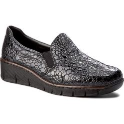 Półbuty RIEKER - 53766-45 Grey. Czarne półbuty damskie Rieker, z materiału. W wyprzedaży za 169,00 zł.