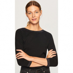 Lekki sweter z brokatową nitką - Czarny. Czarne swetry klasyczne damskie Reserved, l. Za 59,99 zł.