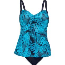 Tankini (2 części) bonprix niebiesko-turkusowy. Niebieskie stroje kąpielowe damskie bonprix, z nadrukiem. Za 99,99 zł.