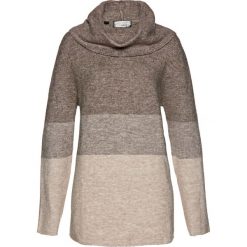 Golfy damskie: Sweter bonprix brązowo-kamienisto-naturalny