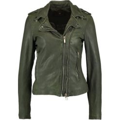 Bomberki damskie: Goosecraft BIKER Kurtka skórzana leaf green