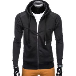 Bluzy męskie: BLUZA MĘSKA ROZPINANA Z KAPTUREM B795 - CZARNA