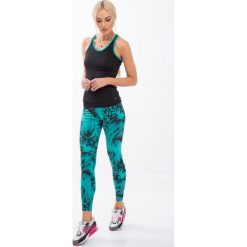 Miętowe legginsy w czarne wzory H0060. Czarne legginsy sportowe damskie Fasardi, xs, bez wzorów. Za 59,00 zł.
