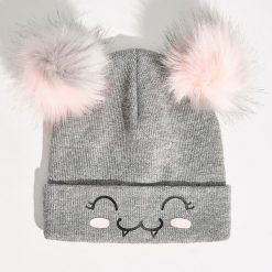Czapka z pomponami - Szary. Szare czapki damskie Sinsay. Za 19,99 zł.