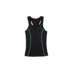 Bluzka damska bokserka fitness. Czarne bluzki damskie TXM, bez wzorów, bez kołnierzyka, bez rękawów, bez kaptura, na fitness i siłownię. Za 14,99 zł.