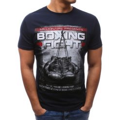 T-shirty męskie: T-shirt męski z nadrukiem granatowy (rx2657)