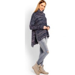 Sweter z golfem damski wełniany granatowy. Niebieskie swetry damskie e-margeritka.pl, bez wzorów, z wełny, z długim rękawem, długie, bez kaptura. Za 134,99 zł.