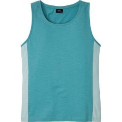 Tank top z kontrastowymi paskami bonprix zielony morski - morski pastelowy. Zielone koszulki męskie bonprix, s, w paski, z kontrastowym kołnierzykiem, bez rękawów. Za 29,99 zł.