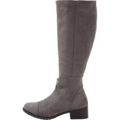 Lost Ink TASHA ZIP FRONT FLAT KNEE HIGH Kozaki grey. Szare buty zimowe damskie Lost Ink, z materiału. W wyprzedaży za 149,50 zł.