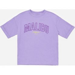 Bawełniany t-shirt z haftem - Fioletowy. Fioletowe t-shirty męskie Reserved, z haftami, z bawełny, bez kołnierzyka. W wyprzedaży za 19,99 zł.