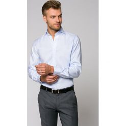 Koszula Błękitna w Pepitkę Hazel 3. Niebieskie koszule męskie LANCERTO, s, bez wzorów, z bawełny, eleganckie, z włoskim kołnierzykiem, bez rękawów. W wyprzedaży za 199,90 zł.