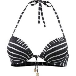 Biustonosz bikini w kolorze czarno-białym. Czarne bikini Najlepsze stroje na plażę, z materiału. W wyprzedaży za 112,95 zł.