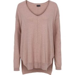 Swetry oversize damskie: Sweter w serek bonprix stary jasnoróżowy