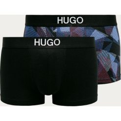 Hugo - Bokserki (2-pack). Czarne bokserki męskie HUGO, z nadrukiem, z elastanu. Za 169,90 zł.