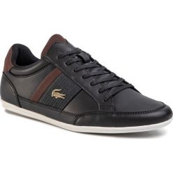 Sneakersy LACOSTE - Chaymon 120 4 Cma 7-39CMA00122M5 Blk/Dk Brw. Czarne sneakersy męskie Lacoste, na co dzień, bez wzorów, ze skóry ekologicznej, eleganckie, bez zapięcia. Za 529,00 zł.