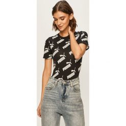 Puma - T-shirt. Czarne topy damskie Puma, s, bez wzorów, z elastanu, z okrągłym kołnierzem. Za 139,90 zł.