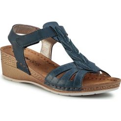 Sandały INBLU - EPABOO01 Cobalt Blue. Niebieskie klapki damskie Inblu, bez wzorów, ze skóry ekologicznej, bez obcasa, na obcasie. Za 99,99 zł.
