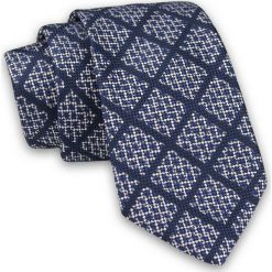 Granatowy Elegancki Męski Krawat w Kratkę -ALTIES- 7cm, Stylowy, Klasyczny KRALTS0449. Niebieskie krawaty męskie Alties, w kratkę, z tkaniny, eleganckie. Za 40,00 zł.