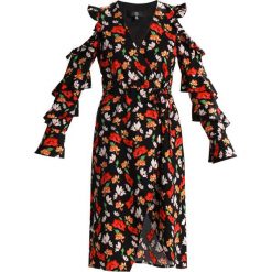 Sukienki: Missguided FLORAL FRILL DETAIL COLD SHOULDER MIDI DRESS Sukienka letnia black
