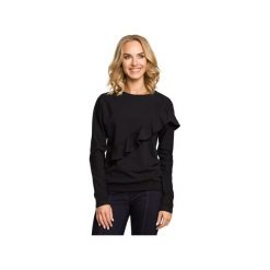 M331 Bluza z falbanką czarna. Czarne bluzy damskie Moe, s, bez wzorów, z elastanu, bez rękawów, bez kaptura. Za 119,00 zł.