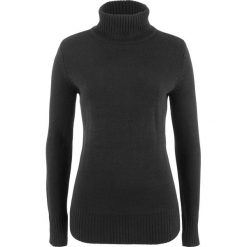 Sweter z golfem bonprix czarny. Czarne swetry damskie bonprix, bez wzorów, bez rękawów, bez kaptura. Za 44,99 zł.