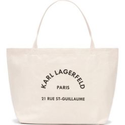 Karl Lagerfeld Rue St Guillaume Torebka Biały Beżowy. Brązowe torebki klasyczne damskie KARL LAGERFELD, bez wzorów, z bawełny, bez dodatków. Za 302,95 zł.