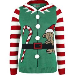 Ugly Christmas Sweater Weihnachtselfe Sweter z dzianiny wielokolorowy. Szare swetry klasyczne damskie marki Ugly Christmas Sweater, m, z dzianiny, z okrągłym kołnierzem. Za 184,90 zł.