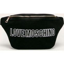 Love Moschino - Nerka. Czarne nerki damskie Love Moschino, w paski, z bawełny, duże, z aplikacjami. W wyprzedaży za 469,90 zł.
