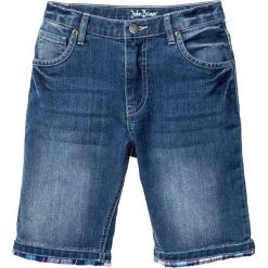Bermudy chłopięce ze stretchem Slim Fit bonprix niebieski "stone". Niebieskie spodnie chłopięce bonprix, bez wzorów, z elastanu. Za 74,99 zł.