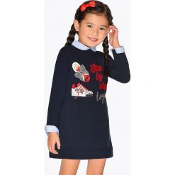 Mayoral - Sukienka dziecięca 92-134 cm. Niebieskie sukienki dziewczęce Mayoral, z nadrukiem, z elastanu, casualowe, z długim rękawem, długie, mini, proste. Za 148,90 zł.