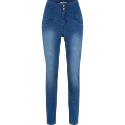 Dżinsy "power-stretch" z modelującym paskiem, SLIM bonprix niebieski. Niebieskie jeansy damskie bonprix. Za 129,99 zł.