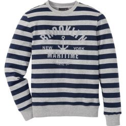 Bluza dresowa Slim Fit bonprix jasnoszary melanż-ciemnoniebieski w paski. Szare bejsbolówki męskie bonprix, l, melanż, z dresówki. Za 49,99 zł.