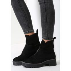 Buty zimowe damskie: Czarne Zamszowe Botki September