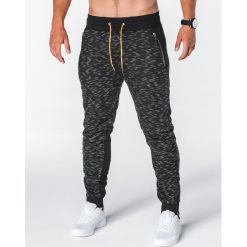 SPODNIE MĘSKIE DRESOWE P640 - CZARNE. Czarne spodnie męskie Ombre Clothing, na imprezę, s, bez wzorów, z bawełny. Za 49,00 zł.