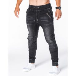 SPODNIE MĘSKIE JEANSOWE JOGGERY P404 - CZARNE. Czarne joggery męskie Ombre Clothing, z bawełny. Za 79,00 zł.