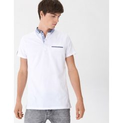 Koszulka polo z kontrastowym kołnierzykiem - Biały. Białe koszulki męskie House, s, bez wzorów, bez rękawów. Za 39,99 zł.