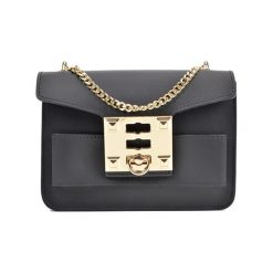 Torebka w kolorze czarnym - (S)19,5 x (W)14 x (G)7 cm. Czarne torebki klasyczne damskie Bestsellers bags, w paski, z materiału. W wyprzedaży za 199,95 zł.