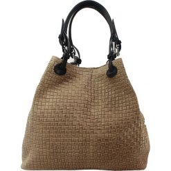 Torebki klasyczne damskie: Skórzana torebka w kolorze szarobrązowym – 34 x 29 x 18 cm