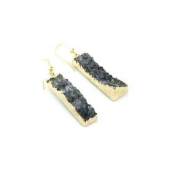 Kolczyki Agat Long Grey złoto. Niebieskie kolczyki damskie marki Brazi druse jewelry, z agatem, złote. Za 220,00 zł.