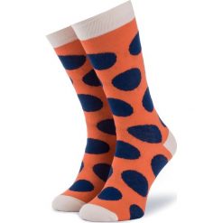 Skarpety Wysokie Unisex CUP OF SOX - Pomarańczowe Skarpety w Granatowe Grochy Kolorowy Pomarańczowy. Pomarańczowe skarpetki damskie Cup of sox, w grochy, z elastanu. Za 24,00 zł.