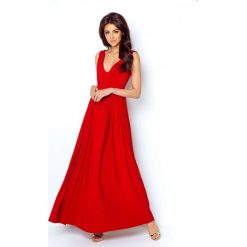 SUKIENKA REBECA. Sukienki damskie ivon, na wesele, w paski, z poliesteru, eleganckie, bez kołnierzyka, z długim rękawem, długie, maxi, dopasowane. Za 239,00 zł.