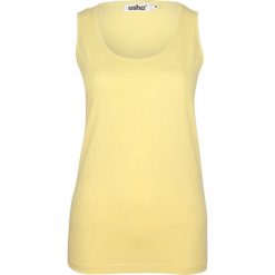 Top w kolorze żółtym. Żółte bluzki damskie marki Usha, Icebound & more, m, z bawełny, z okrągłym kołnierzem. W wyprzedaży za 55,95 zł.