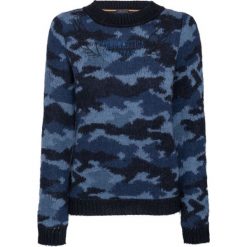 Sweter AERONAUTICA MILITARE Niebieski|Granatowy. Niebieskie swetry damskie marki Aeronautica Militare, s, z aplikacjami, z wełny, bez rękawów, bez kaptura. W wyprzedaży za 384,00 zł.