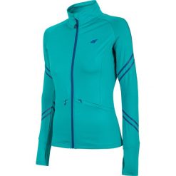 Bluza treningowa damska BLDF203 - turkus. Zielone bluzy damskie z kieszeniami marki 4f, z dzianiny. Za 169,99 zł.