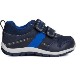 Geox - Buty dziecięce. Niebieskie trampki chłopięce Geox, bez wzorów, z gumy, sportowe, z okrągłym noskiem, bez zapięcia. W wyprzedaży za 99,90 zł.