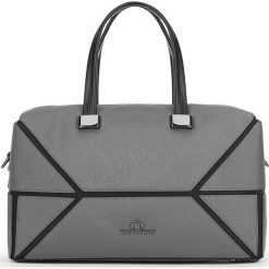 Torebka damska. Szare kuferki damskie Wittchen, w paski, ze skóry, eleganckie, bez dodatków. W wyprzedaży za 429,90 zł.