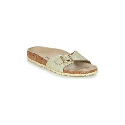 Klapki Birkenstock MADRID. Żółte klapki damskie Birkenstock, bez wzorów, bez obcasa. W wyprzedaży za 244,30 zł.