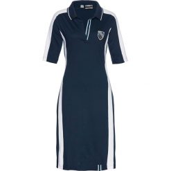 Sukienka bonprix ciemnoniebiesko-biały. Niebieskie sukienki damskie bonprix, z aplikacjami, z dresówki, sportowe, polo, sportowe. Za 54,99 zł.